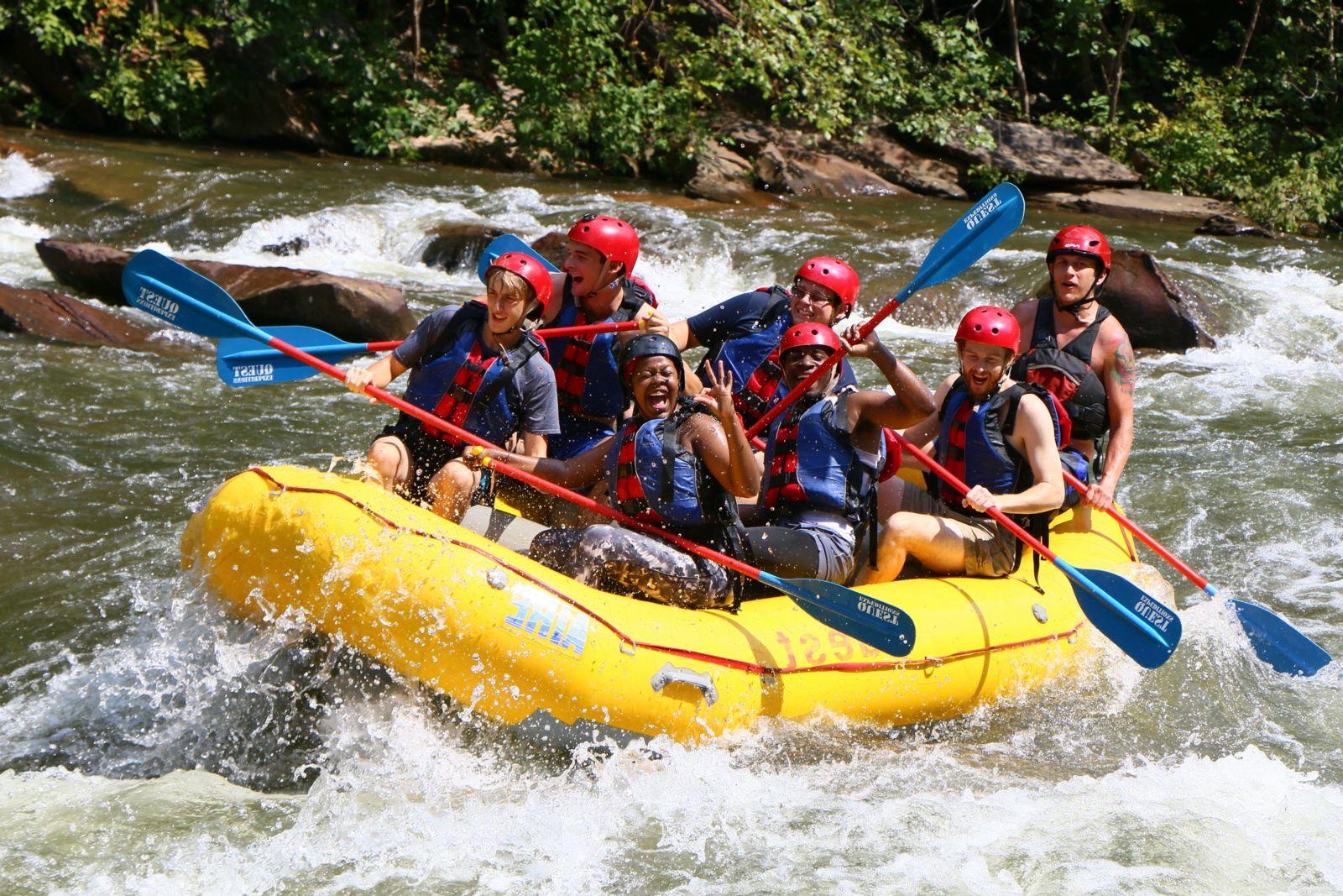 Photo of students rafting